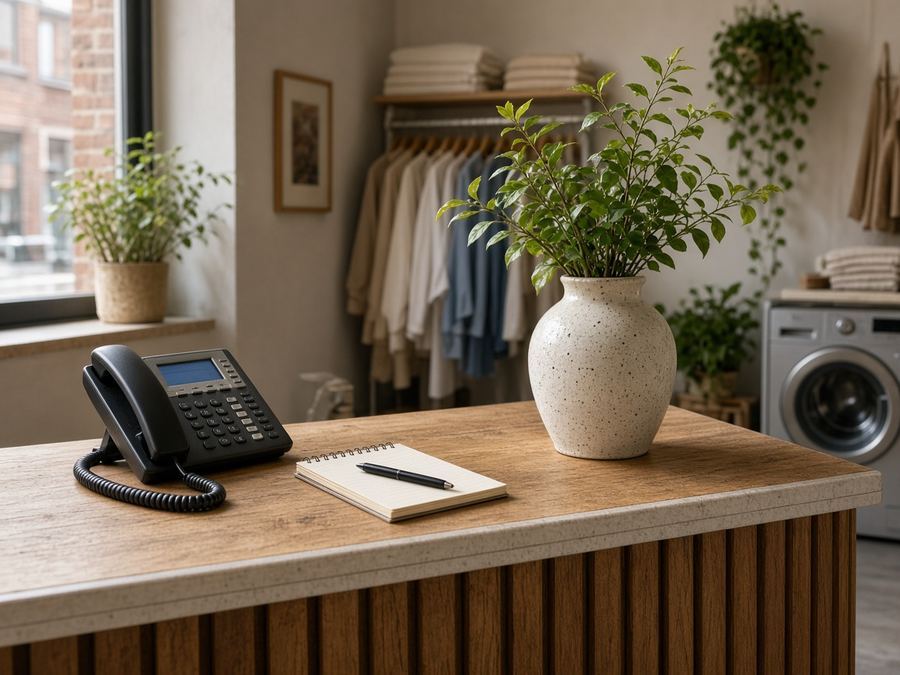 Contact desk at Handisopra Studio in Ghent